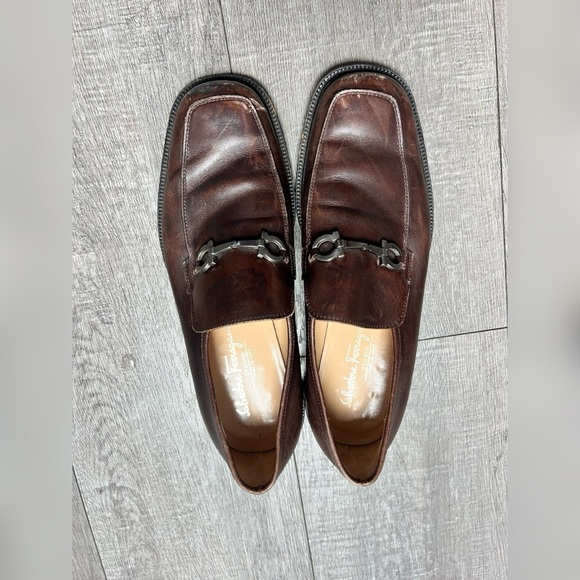 Salvatore Ferragamo Brown Leather Gancini Loafers $895 Size 8.5 - Picture 4 of 6